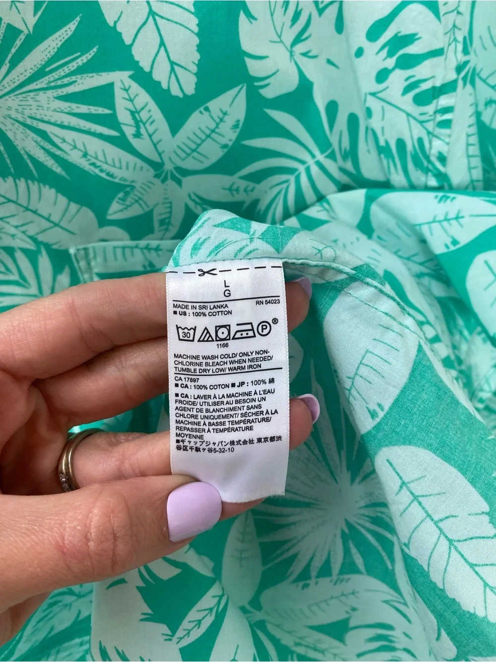 Banana Republic Teal and White Tropical Print Button-Down Shirt